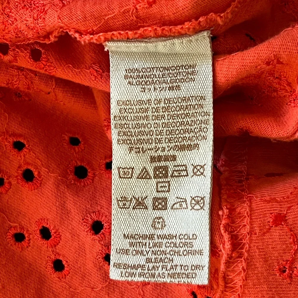 Free People | Dream Date orange cutaway eyelet lace back tank top size m…